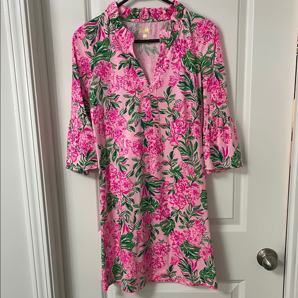 Lilly Pulitzer Pink and Green Bell Sleeve Sundress